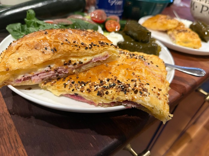 Ham, cheese & mustard pastry parcel
